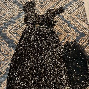 Beautiful lengha in black collar